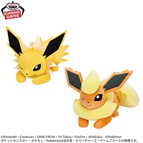 Pokemon Banpresto Prize Item Mofugutto Eevee Friends Plush Jolteon / Flareon Naptime Ver.