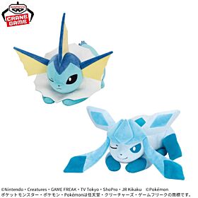 Pokemon Banpresto Prize Item Mofugutto Eevee Friends Plush Vaporeon / Glaceon Naptime Ver.