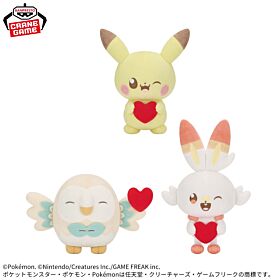 Pokemon Banpresto Prize Item Mellow Heart Plush Pikachu / Rowlet / Scorbunny