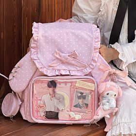 Ita bag morning glory Cute Rabbit Backpack with Badge Pouch