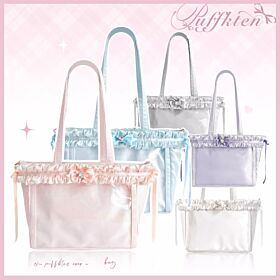 Ita Bag Puffkten Soft Ruffle Lace Bow Tote Bag