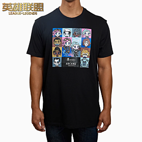 Arcane League of Legends Tokidoki Battle of the Cities Black T-Shirt Chibi Characters